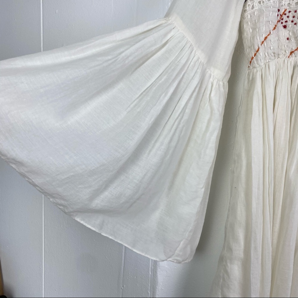 White Embroidered Square-Neck Mini Dress - Picture 6 of 9